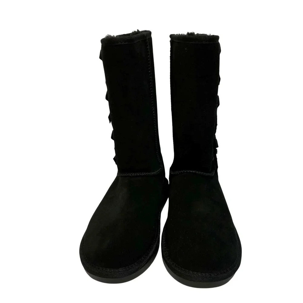 Koolaburra by UGG Victoria Tall Boots Womens 4 Black Suede Bow Detail